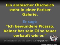 Ölscheich bewundert Picasso in Galerie