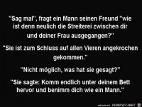 Mann fragt seinen Freund:.........