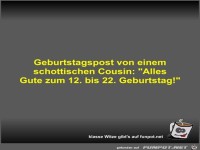 Geburtstagspost von einem schottischen Cousin