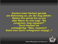 Gestern kam Herbert gerade am Bahnsteig an