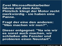 zwei Microsoftmitarbeiter fahren mit dem Auto.........