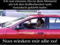 Kaffeebecher auf Autodach sorgt f�r Aufmerksamkeit