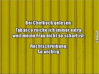 Lustiger Rechtschreibfehler mit Tabasco