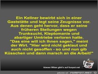 Ein Kellner bewirbt sich in einer Gaststätte und legt seine