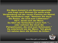 Ein Mann kommt in ein Blumengeschäft und fragt nach Blumen