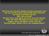 Ne Frau ist mit dem Sp�len fertig und geht raus