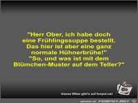 Herr Ober, ich habe doch eine Fr�hlingssuppe bestellt