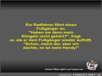 Ein Radfahrer f�hrt einen Fu�g�nger an