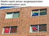 Flaggen in Wohnungsfenstern: Gegenstze