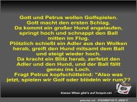 Gott und Petrus wollen Golfspielen