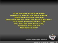 Eine Emanze schnauzt einen Herren an