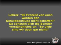 Lehrer: 80 Prozent von euch werden den Schulabschluss...