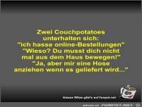 Zwei Couchpotatoes unterhalten sich