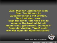 Zwei M�nner unterhalten sich �ber Traditionen im...