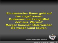 Ein deutscher Bauer geht auf den zugefrorenen Bodensee und