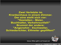 Zwei Verletzte im Krankenhaus in einem Zimmer