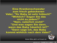 Eine Krankenschwester zum frisch gebackenen Vater