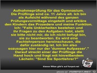 Aufnahmeprüfung für das Gymnasium