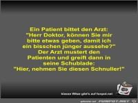 Ein Patient bittet den Arzt