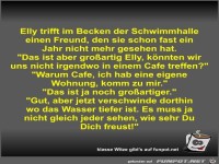 Elly trifft im Becken der Schwimmhalle einen Freund