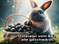 Kaninchen mit schwarzem Ostereierkorb