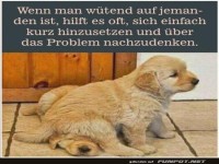 Nachdenkliche Pause mit einem s��en Welpen