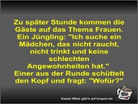 Zu sp�ter Stunde kommen die G�ste auf das Thema Frauen