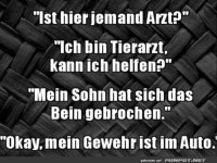 Tierarzt in Schussposition!