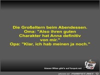 Die Gro�eltern beim Abendessen