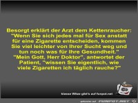 Besorgt erkl�rt der Arzt dem Kettenraucher