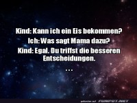 Kind fragt nach Eis und die Antwort des Erwachsenen