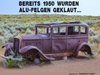 Diebstahl der frhen Jahre: Alufelgen weg!