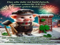 Gl�cksschwein w�nscht rutschiges Feuerwerk!