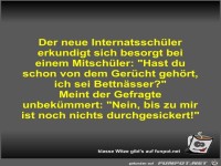 Der neue Internatssch�ler erkundigt sich besorgt bei einem