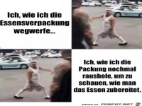 Packung wieder aus dem M�ll holen