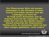 Ein �sterreicher f�hrt mit seinem Lastwagen in der Schweiz