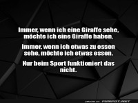 Giraffe haben, Kuchen essen, nicht Sport machen