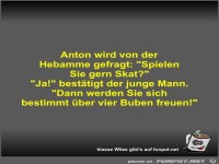 Anton wird von der Hebamme gefragt