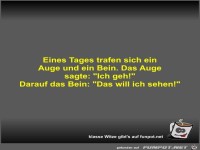Eines Tages trafen sich ein Auge und ein Bein