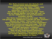 Der Sohn kommt aus der Schule und macht seine Hausaufgaben