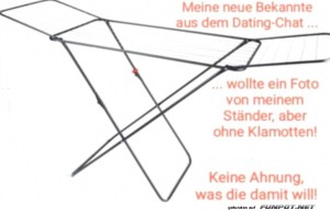 fun-Bild: Witziger Text über einen Wäscheständer