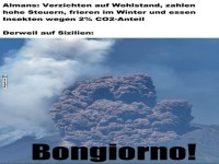 Vergleich von Klimaschutz und Vulkanausbruch