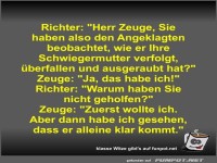 Witz über einen Zeugen und seine Entscheidung