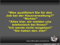 Was qualifiziert Sie f�r den Job bei der Hausverwaltung?