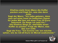 Ehefrau sieht ihren Mann die Koffer packen und fragt ihn