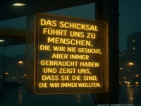 Leuchtendes Schild ber Schicksal und Menschen