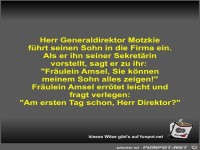 Herr Generaldirektor Motzkie f�hrt seinen Sohn in die Firma