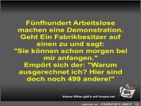 F�nfhundert Arbeitslose machen eine Demonstration