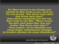 Ein Mann kommt in eine Kneipe und bestellt ein Bier