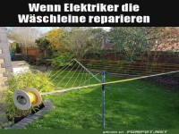Kreative Wäscheleine von Elektrikern